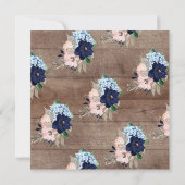 Rustic Navy Blue en Blush Flowers Vrijgezellenfees Kaart (Achterkant)