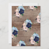 Rustic Navy Blue en Blush Flowers Vrijgezellenfees Kaart (Achterkant)