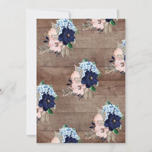 Rustic Navy Blue en Blush Flowers Vrijgezellenfees Kaart (Achterkant)