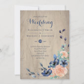 Rustic Navy Blue en Oranje Wedding Woodland (Voorkant)