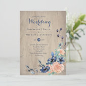 Rustic Navy Blue en Oranje Wedding Woodland (Staand voorkant)