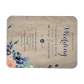 Rustic Navy Blue en Oranje Wedding Woodland Magneet (Horizontaal)