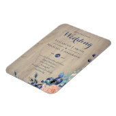 Rustic Navy Blue en Oranje Wedding Woodland Magneet (Linkerzijde)