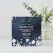 Rustic Navy Blue Frosty Winter Wedding Kaart (Staand voorkant)