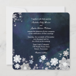 Rustic Navy Blue Frosty Winter Wedding Kaart