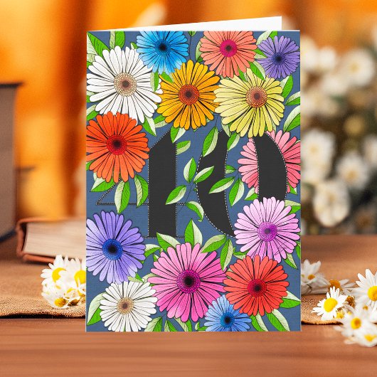 Rustic Navy Blue Gepersonaliseerde 40e Verjaardag Kaart