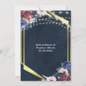 Rustic Navy Blue Gold String Lights Wedding Save The Date (Achterkant)