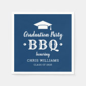 Rustic Navy Blue Graduation Party BBQ Personalized Servetten (Voorkant)