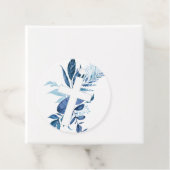 Rustic Navy Blue Greenery Cross Boy Baptisme Bedankjes Labels (In situ)