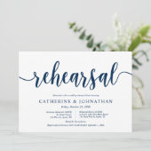 Rustic Navy Blue, Huwelijksrepetitie en diner Kaart (Staand voorkant)