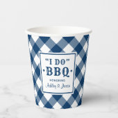 Rustic Navy Blue I Do BBQ Custom Wedding Monogram Papieren Bekers (Voorkant)