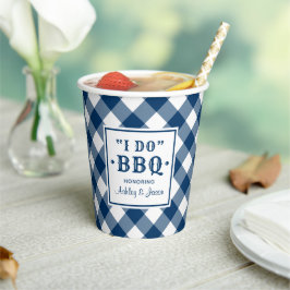 Rustic Navy Blue Ik Trouw BBQ Aangepaste Trouw Mon Papieren Bekers