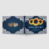 Rustic Navy Blue Lace Sunflower Wedding Gastenboek (Volledig)