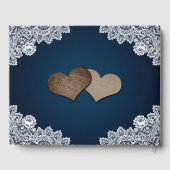 Rustic Navy Blue Lace Sunflower Wedding Gastenboek (Achterkant)