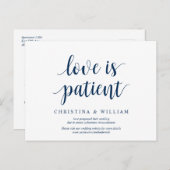 Rustic Navy Blue, liefde is geduldig, uitgesteld Briefkaart (Voorkant / Achterkant)