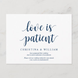 Rustic Navy Blue, liefde is geduldig, uitgesteld Briefkaart