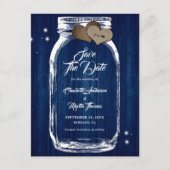 Rustic Navy Blue Mason Jar Wedding Save the Date Aankondigingskaart (Voorkant)