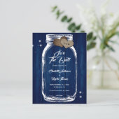 Rustic Navy Blue Mason Jar Wedding Save the Date Aankondigingskaart (Staand voorkant)