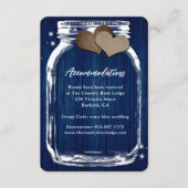 Rustic Navy Blue Mason Jar Wood Accommodatie Kaart (Voorkant)