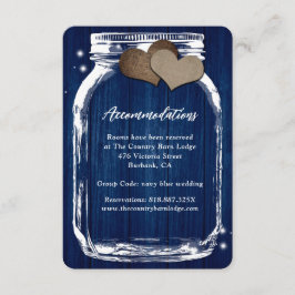 Rustic Navy Blue Mason Jar Wood Accommodatie Kaart