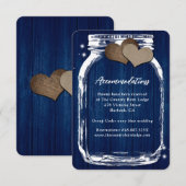 Rustic Navy Blue Mason Jar Wood Accommodatie Kaart (Voorkant / Achterkant)