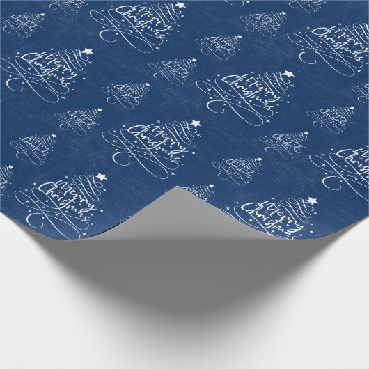 Rustic Navy Blue Merry kerst Cadeaupapier (Hoek)