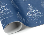 Rustic Navy Blue Merry kerst Cadeaupapier (Rol Hoek)