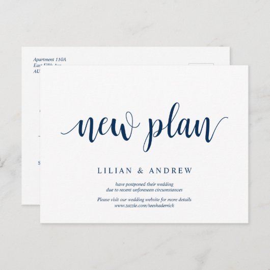 Rustic Navy Blue, nieuwe plannen, uitgesteld Briefkaart (Voorkant / Achterkant)