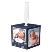 Rustic Navy Blue Photo Collage Snow Decoratie (Voorkant hoekig)