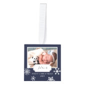 Rustic Navy Blue Photo Collage Snow Decoratie (Voorkant)