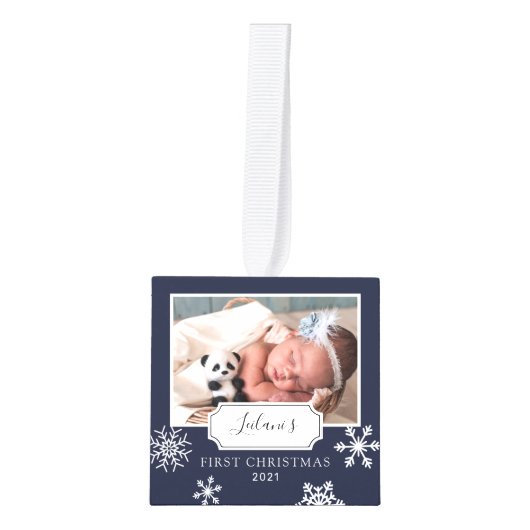 Rustic Navy Blue Photo Collage Snow Decoratie (Voorkant)