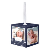 Rustic Navy Blue Photo Collage Snow Decoratie (Achter hoekig)