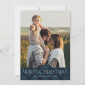 Rustic Navy Blue Plaid 2 Foto Vrolijk Kerstfeest Feestdagenkaart (Voorkant)