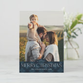 Rustic Navy Blue Plaid 2 Foto Vrolijk Kerstfeest Feestdagenkaart (Staand voorkant)