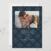 Rustic Navy Blue Plaid 2 Foto Vrolijk Kerstfeest Feestdagenkaart (Achterkant)