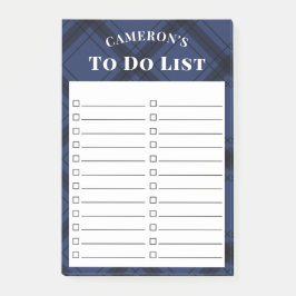 Rustic Navy Blue Plaid to Do List Post-it® Notes