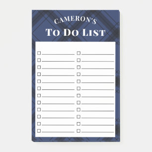 Rustic Navy Blue Plaid to Do List Post-it® Notes