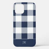 Rustic Navy Blue Pset Pattern Monogram Case-Mate iPhone Case (Achterkant)