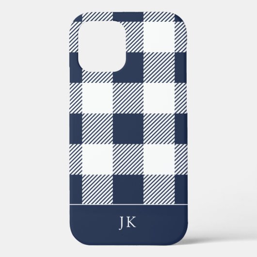Rustic Navy Blue Pset Pattern Monogram Case-Mate iPhone Case (Achterkant)