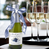 Rustic Navy Blue Rozen Weddenschap Hartelijk dank Sparkling Wijnetiket