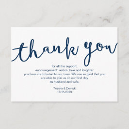 Rustic Navy Blue Script, bruiloft Dank je Informatiekaartje