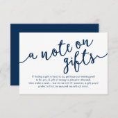 Rustic Navy Blue Script, Een notitie over geschenk Informatiekaartje (Voorkant / Achterkant)