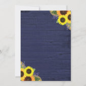 Rustic Navy Blue String Lights Sunflower Wedding Kaart (Achterkant)