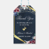 Rustic Navy Blue String Lights Wedding Bedankt Cadeaulabel (Voorkant)