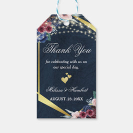 Rustic Navy Blue String Lights Wedding Bedankt Cadeaulabel