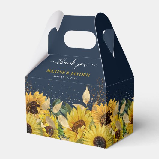 Rustic Navy Blue & Sunflower Bedankt voor je huwel Bedankdoosjes (Voorkant Zijde)