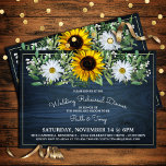 Rustic Navy Blue Sunflower|Daisy Rehearsal Dinner Kaart<br><div class="desc">A lovely array of watercolor flowers for this one of a kind wedding rehearsal dinner uitnodiging</div>