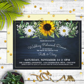 Rustic Navy Blue Sunflower|Daisy Rehearsal Dinner Kaart