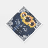 Rustic Navy Blue Sunflower Mr en Mrs Wedding Servet (Hoek)
