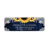 Rustic Navy Blue Sunflower Return Address Labels (Voorkant)